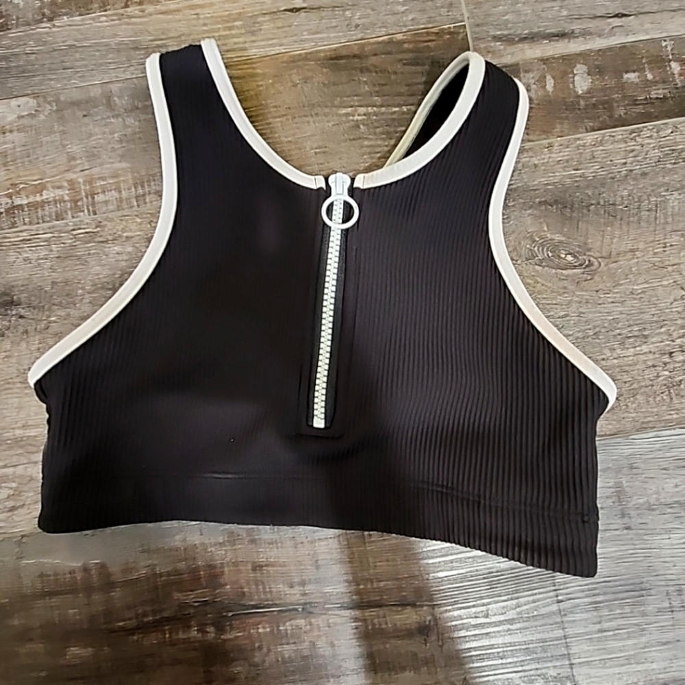 Athleta Zip Up Sports Bra/Bikini Top